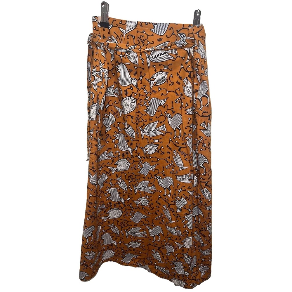 Vtg IVORY COAST Tapestry Skirt Wrap Cotton USA Made Bird‎ Theme Size Small